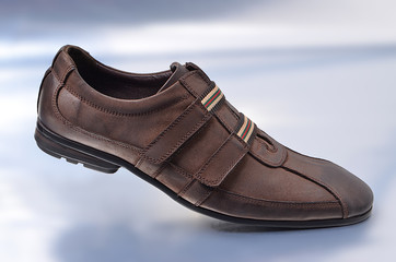 Isolated leather made magic straps Shoe