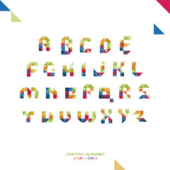 Fototapeta na wymiar Rainbow vibrant low poly style alphabet vector set illustration