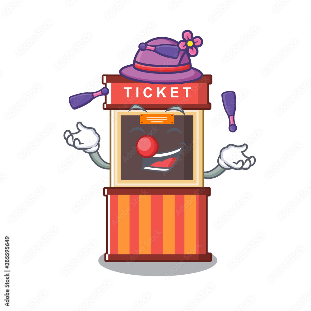 Sticker Juggling ticket booth in the character door