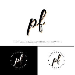 P F PF initial name vintage logo vector
