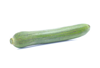 fresh green sponge gourd or luffa with slice isolated on white background