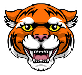 A tiger mascot friendly cute happy animal cartoon character