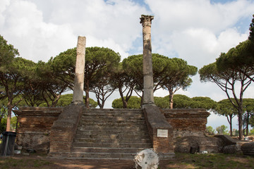 Temple Of Ceres in The Ancient Roman Port of Ostia Antica, Province of Rome, Lazio, Italy.