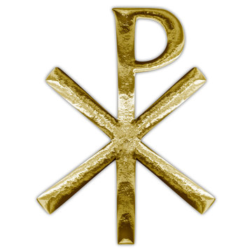 Chi Rho christianity cross gold symbol