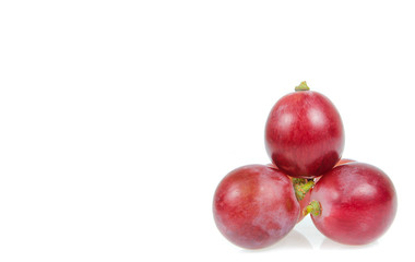 copy space red grapes isolated on white background