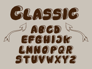 Hand drawn alphabet letters font set. Classic Custom Lettering Designs for design template, Poster, banner. Typography fonts classic style, regular uppercase. vector illustration