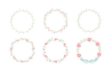 minimal sweet pastel wreath flowers frame collection set