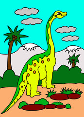 An Illustrated Cartoon of A Dinosaur