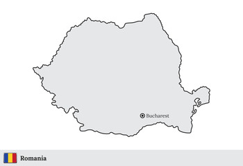 Romania vector map with the capital city of Bucharest