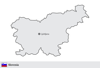 Fototapeta premium Slovenia vector map with the capital city of Ljubljana