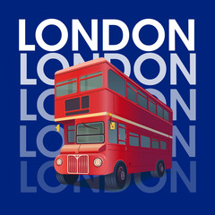 Fototapeta na wymiar A red London bus. Cartoon vector illustration.