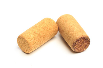 Wine corks isolated on white background .