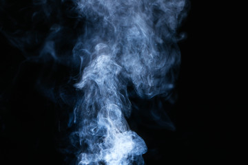 Blue smoke waves on black background