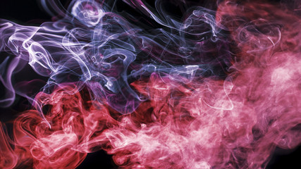 Duotone wavy smoke on black background