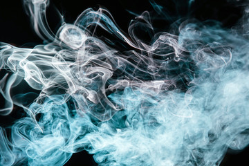 Duotone wavy smoke on black background