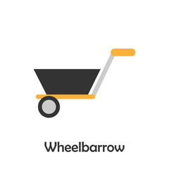 Wheelbarrow in cartoon style, construction card for kid, preschool activity for children, vector illustration