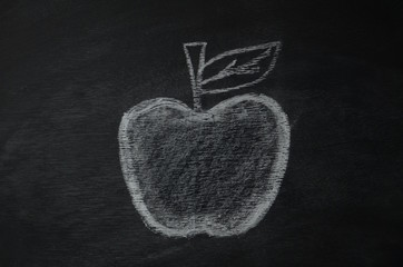 Apple drawing in chalk board