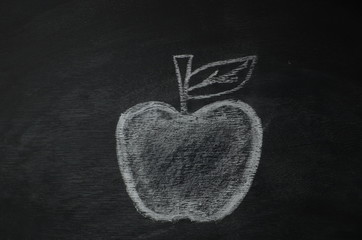 Apple drawing in chalk board