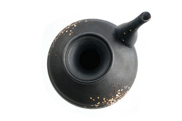 Antique ceramic vase top view isolate on  white background.