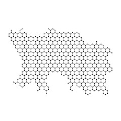 Jersey map from abstract futuristic hexagonal shapes, lines, points black, in the form of honeycomb or molecular structure. Vector illustration.