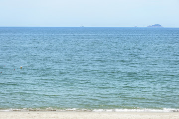 Morning sea landscape with views of the islands and boats. Hoi An, Vietnam