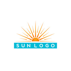 sun logo design on the horizon. summer sign or symbol. Sun icon vector. illustration element.