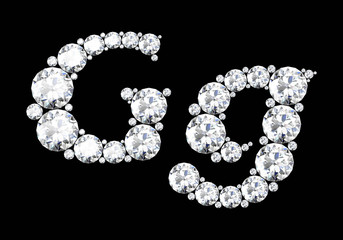 Diamond letters with gemstones isolated on black.3D rendering