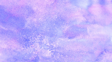 Subtle light purple gradient water color stained paper texture background. Soft smeared gentle violet abstract watercolor illustration for aquarelle card design, vintage template