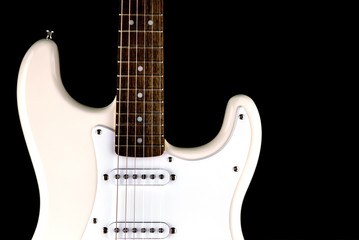 Electric Guitar Body and Fret Board on Black Background