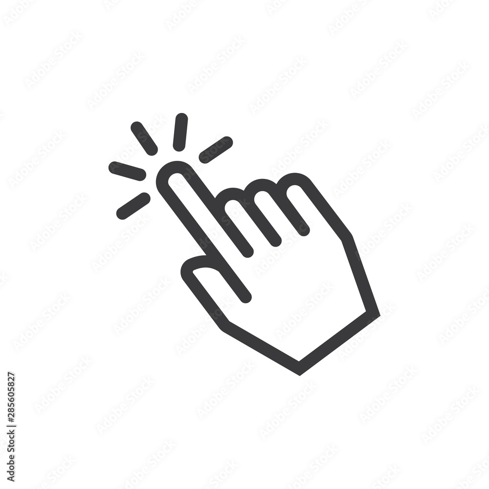 Poster hand cursor icon, click symbol vector for web design.
