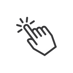Hand cursor icon, click symbol vector for web design.