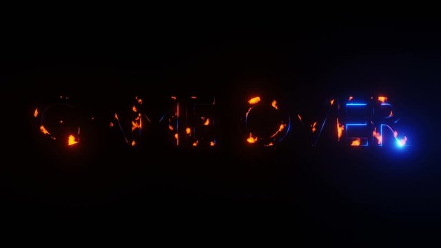 Game Over neon glowing animation on black background