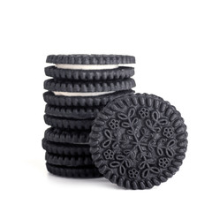 black cookies with white filling isolated