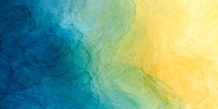 Abstract colorful watercolor paint blue green yellow background liquid fluid texture for background, banner