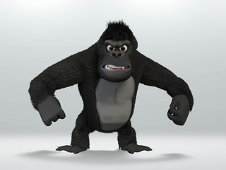 gorilla, angry wild hairy mammal animal . 3D Illustration
