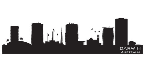Fototapeta premium Darwin Australia city skyline vector silhouette