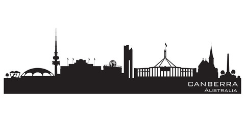 Canberra Australia city skyline vector silhouette - obrazy, fototapety, plakaty