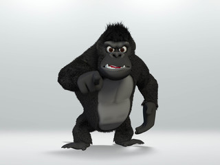 gorilla, wild animal showing, pointing, indicating. 3D Illustration
