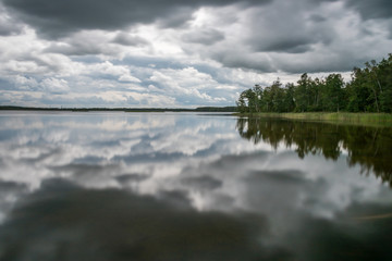 Long Exposure of a Lake in Latvia on a Cloudy Day