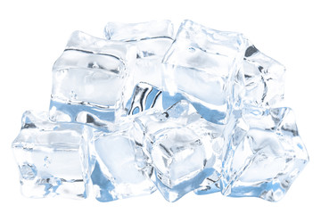 Cubes of ice on a white background