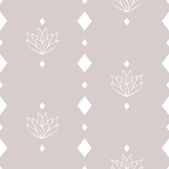 Vector Magical Chained Tiles with Lotus seamless pattern background.