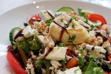 fresh green salad with cheese