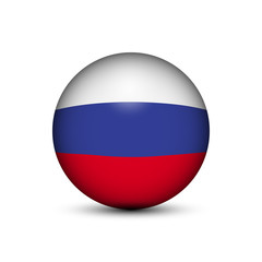 Russian flag in the form of a ball isolated on white background.