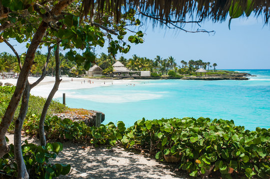 Paradise resort at Caribbean sea shore