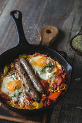 Scrambled Eggs with Tomatoes and Sausages