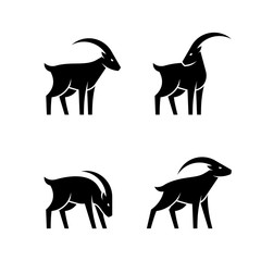 Set of Goat logo. Icon design. Template elements