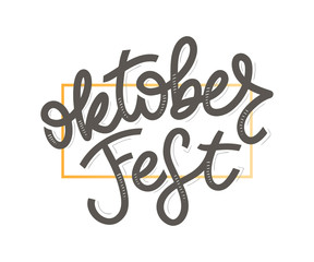 Fototapeta premium Oktoberfest handwritten lettering. Oktoberfest typography vector design for greeting cards and poster. Beer Festival vector banner. Design template celebration. Vector illustration.