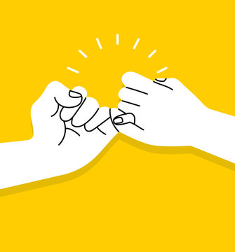 hands making  promise vector on yellow background