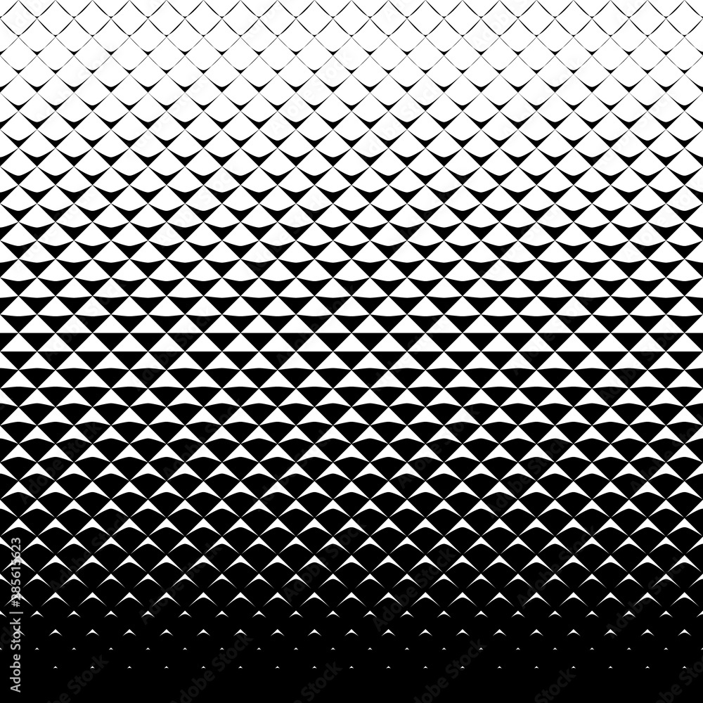 Poster Abstract monochrome background with triangles. Seamless halftone pattern.