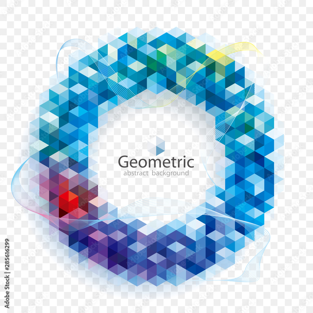 Poster Geometric modern pattern circular frame with transparent abstract background.